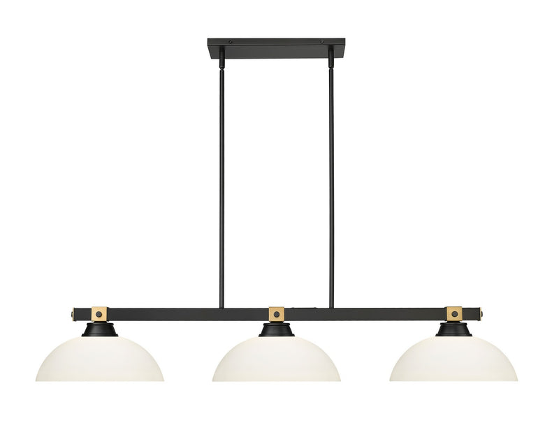 Z-Lite 1955-3MB-RB-DMO14 Three Light Billiard, Matte Black + Rubbed Brass