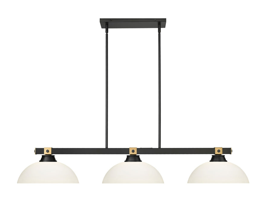 Z-Lite 1955-3MB-RB-DMO14 Three Light Billiard, Matte Black + Rubbed Brass
