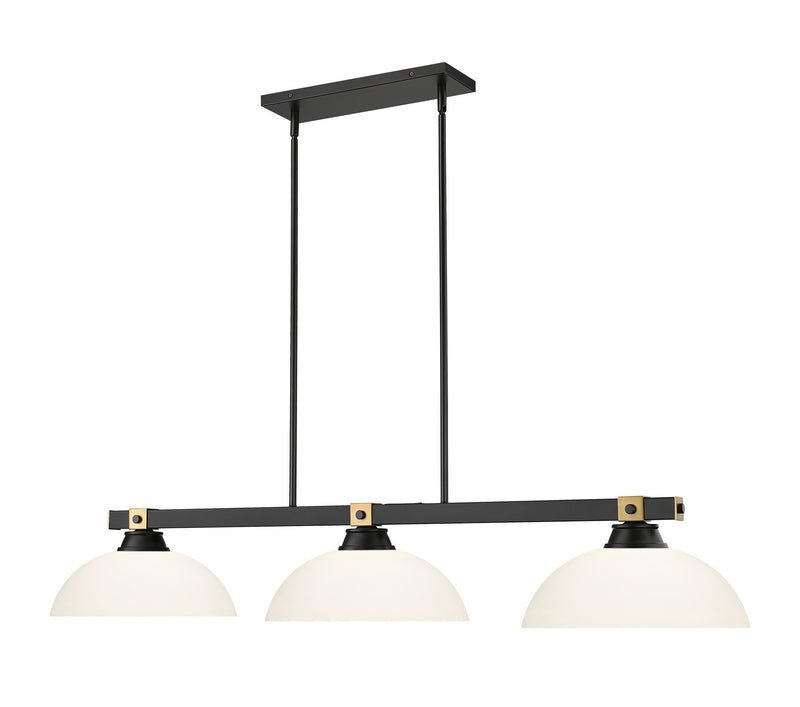 Z-Lite 1955-3MB-RB-DMO14 Three Light Billiard, Matte Black + Rubbed Brass