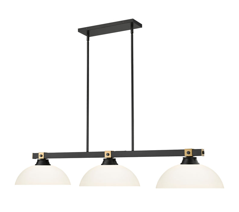 Z-Lite 1955-3MB-RB-DMO14 Three Light Billiard, Matte Black + Rubbed Brass