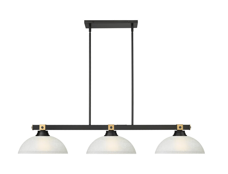 Z-Lite 1955-3MB-RB-DWL14 Three Light Billiard, Matte Black + Rubbed Brass