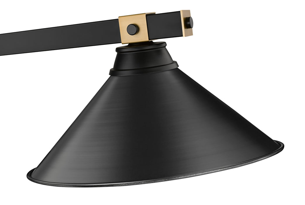 Z-Lite 1955-3MB-RB-MB15 Three Light Billiard, Matte Black + Rubbed Brass