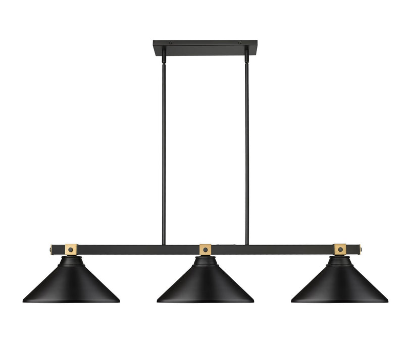 Z-Lite 1955-3MB-RB-MMB Three Light Billiard, Matte Black + Rubbed Brass
