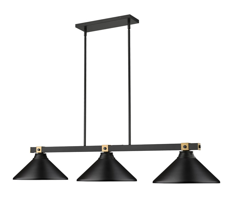 Z-Lite 1955-3MB-RB-MMB Three Light Billiard, Matte Black + Rubbed Brass