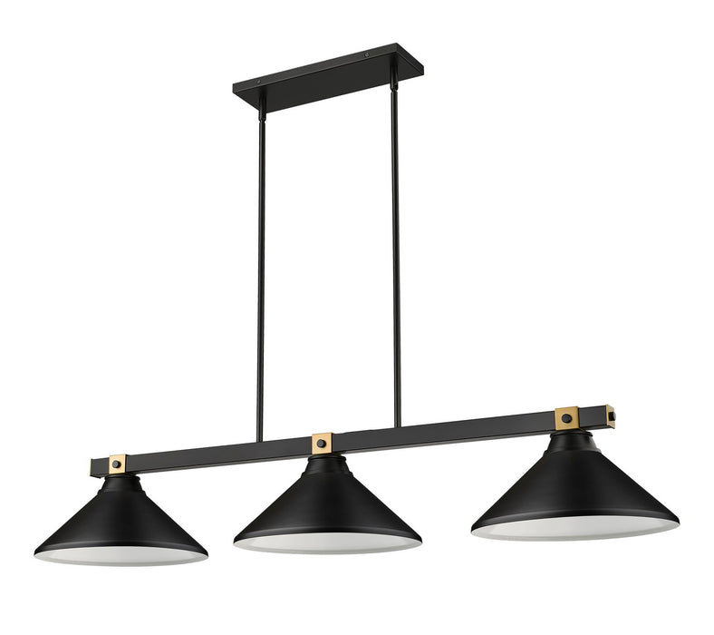 Z-Lite 1955-3MB-RB-MMB Three Light Billiard, Matte Black + Rubbed Brass
