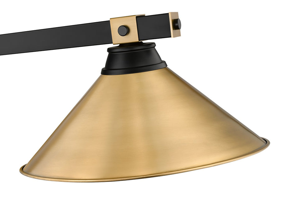Z-Lite 1955-3MB-RB-RB15 Three Light Billiard, Matte Black + Rubbed Brass