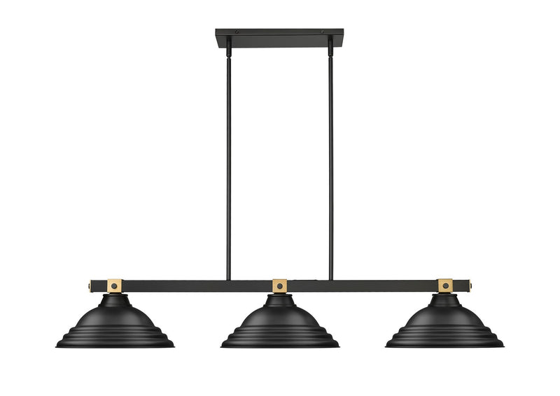 Z-Lite 1955-3MB-RB-SMB Three Light Billiard, Matte Black + Rubbed Brass