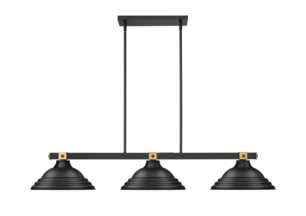 Z-Lite 1955-3MB-RB-SMB Three Light Billiard, Matte Black + Rubbed Brass