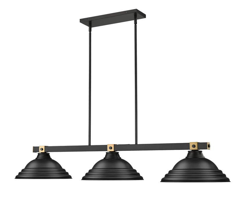 Z-Lite 1955-3MB-RB-SMB Three Light Billiard, Matte Black + Rubbed Brass