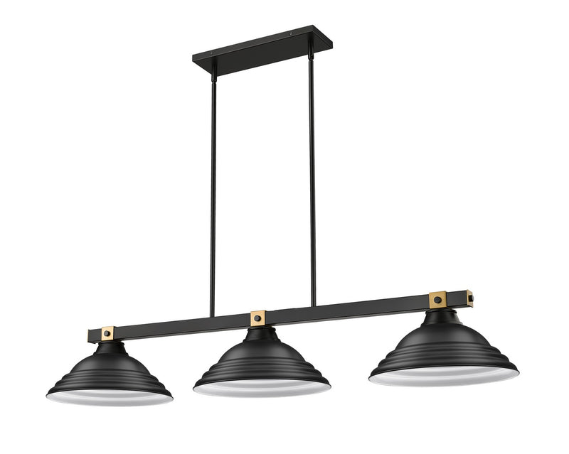 Z-Lite 1955-3MB-RB-SMB Three Light Billiard, Matte Black + Rubbed Brass