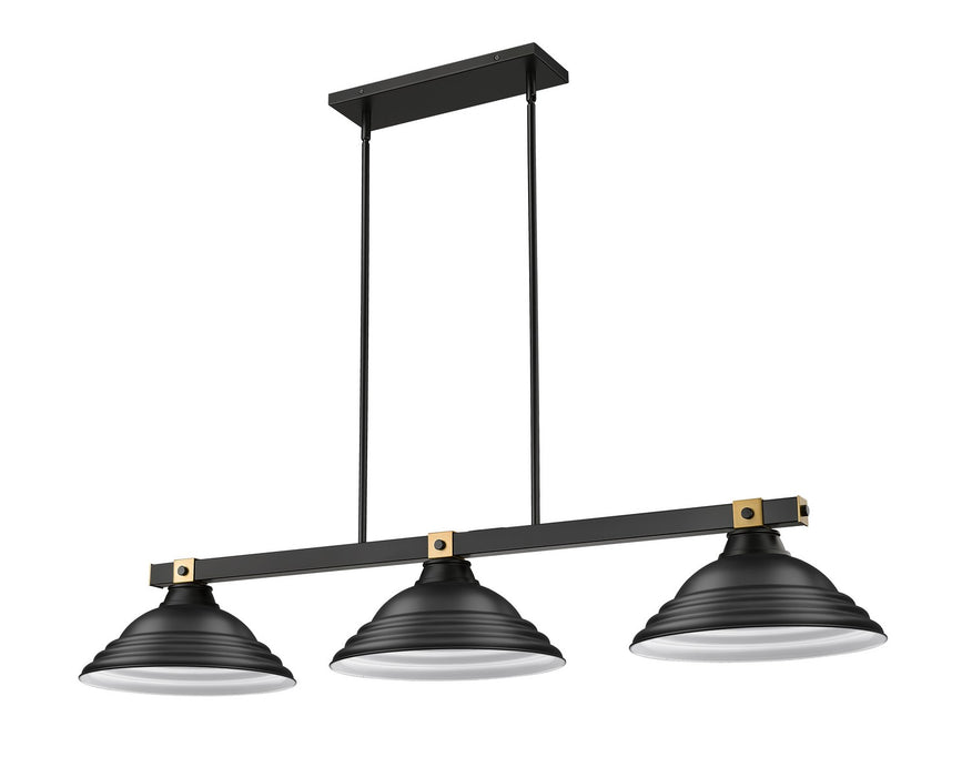 Z-Lite 1955-3MB-RB-SMB Three Light Billiard, Matte Black + Rubbed Brass