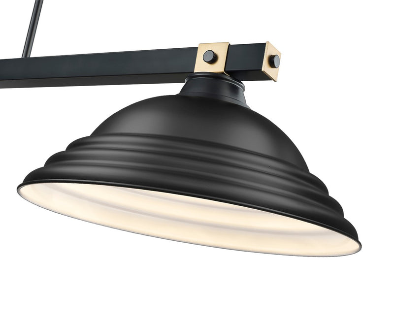 Z-Lite 1955-3MB-RB-SMB Three Light Billiard, Matte Black + Rubbed Brass
