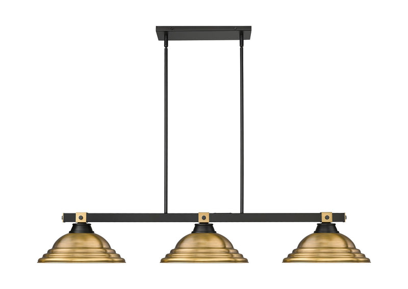 Z-Lite 1955-3MB-RB-SRB Three Light Billiard, Matte Black + Rubbed Brass