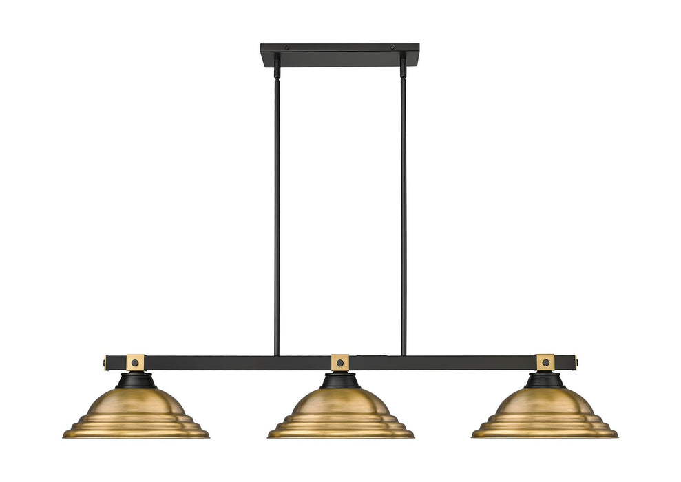 Z-Lite 1955-3MB-RB-SRB Three Light Billiard, Matte Black + Rubbed Brass