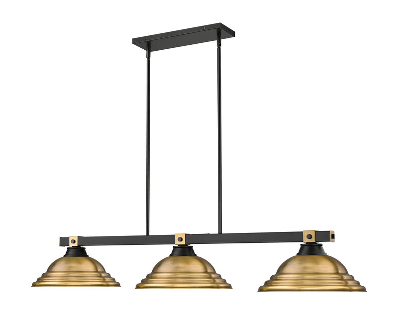 Z-Lite 1955-3MB-RB-SRB Three Light Billiard, Matte Black + Rubbed Brass