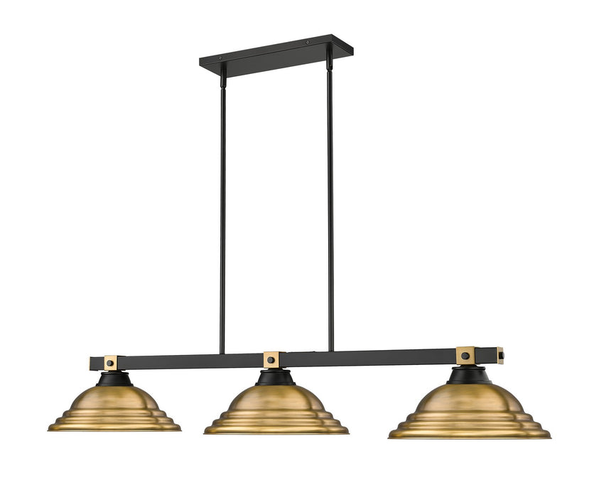 Z-Lite 1955-3MB-RB-SRB Three Light Billiard, Matte Black + Rubbed Brass