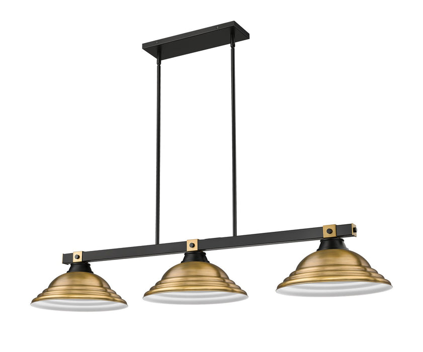 Z-Lite 1955-3MB-RB-SRB Three Light Billiard, Matte Black + Rubbed Brass