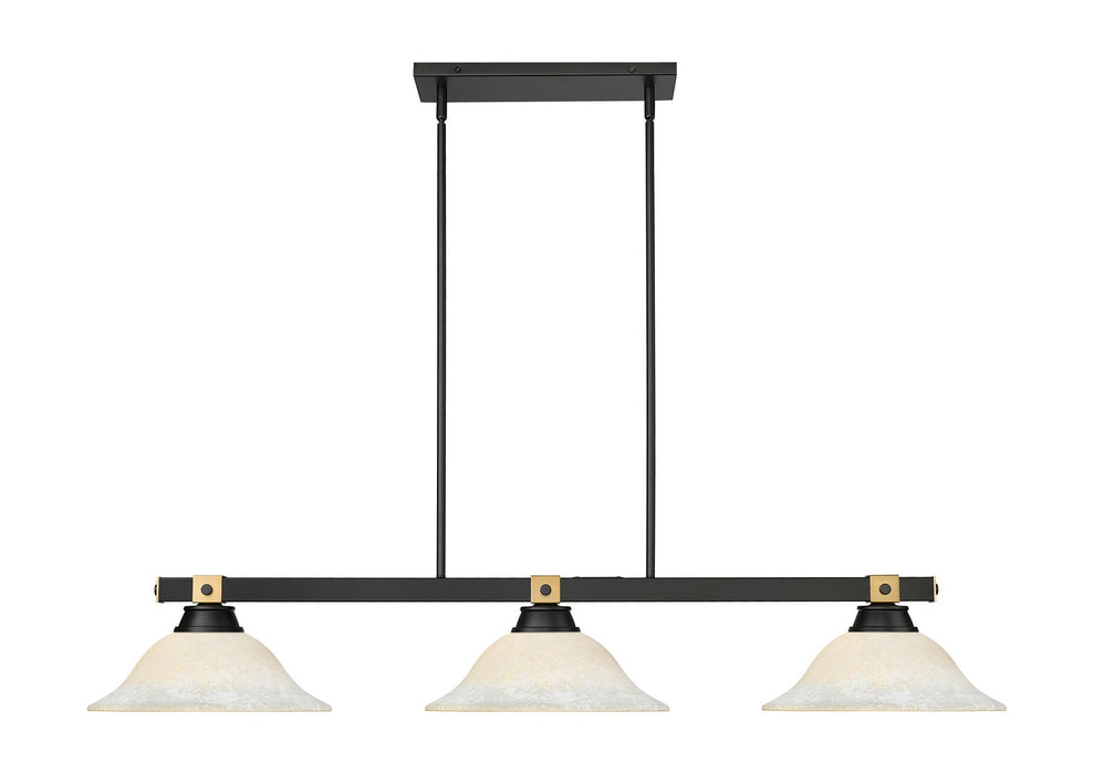 Z-Lite 1955-3MB-RB-WM16 Three Light Billiard, Matte Black + Rubbed Brass