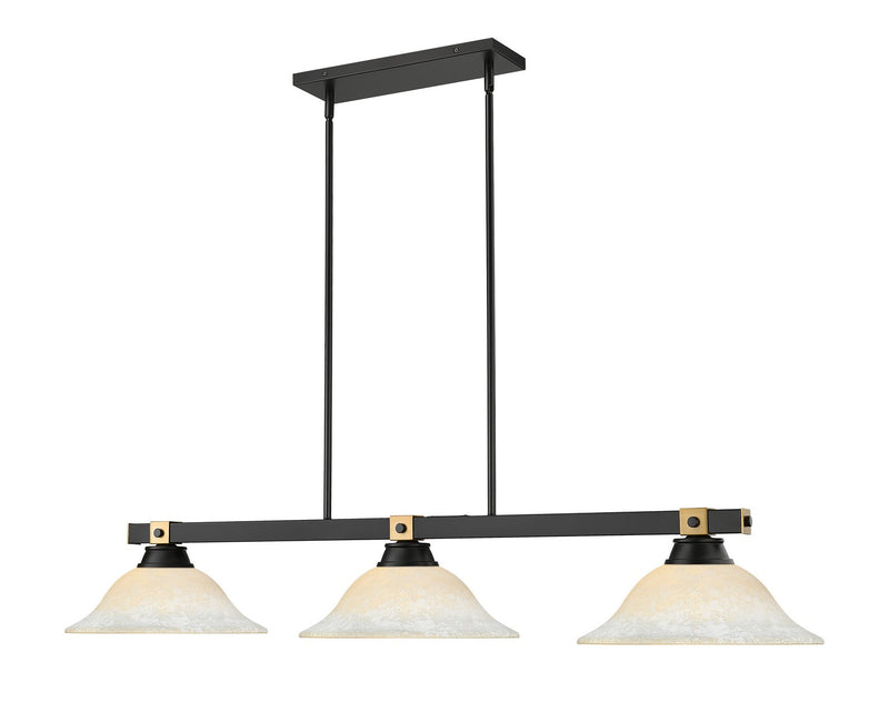 Z-Lite 1955-3MB-RB-WM16 Three Light Billiard, Matte Black + Rubbed Brass