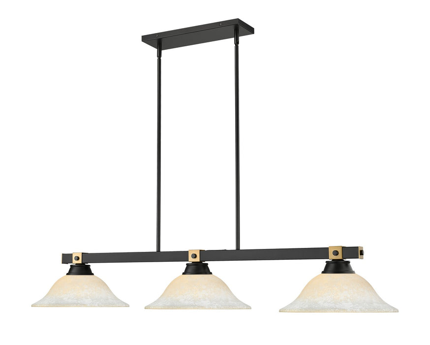 Z-Lite 1955-3MB-RB-WM16 Three Light Billiard, Matte Black + Rubbed Brass