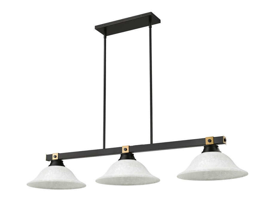 Z-Lite 1955-3MB-RB-WM16 Three Light Billiard, Matte Black + Rubbed Brass