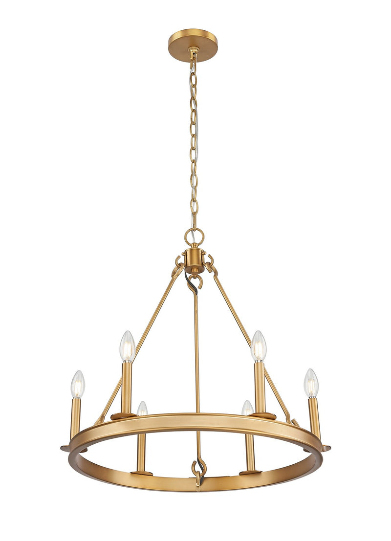 Z-Lite 482R-6RB Six Light Chandelier, Rubbed Brass