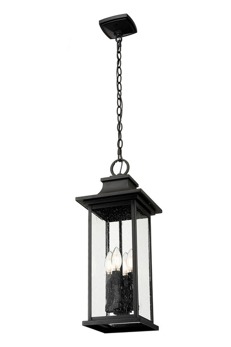 Z-Lite 5017CHB-BK Four Light Outdoor Chain Mount Ceiling Fixture, Black