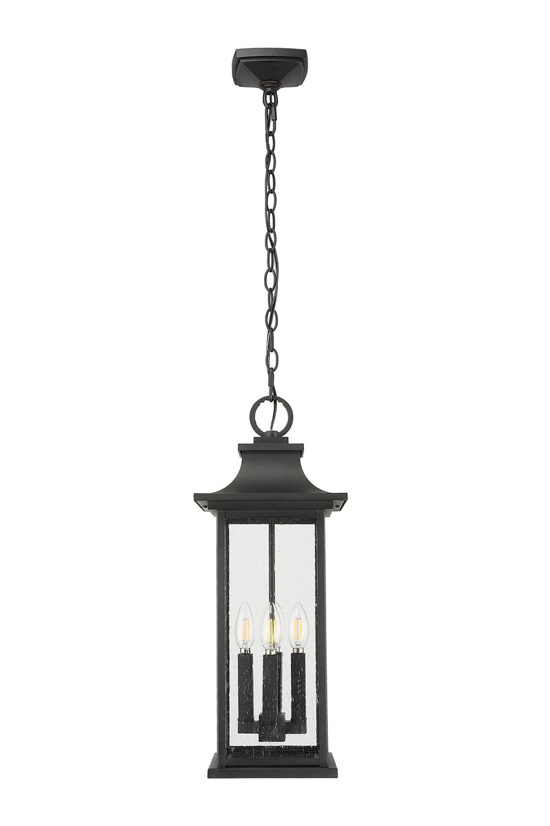 Z-Lite 5017CHB-BK Four Light Outdoor Chain Mount Ceiling Fixture, Black