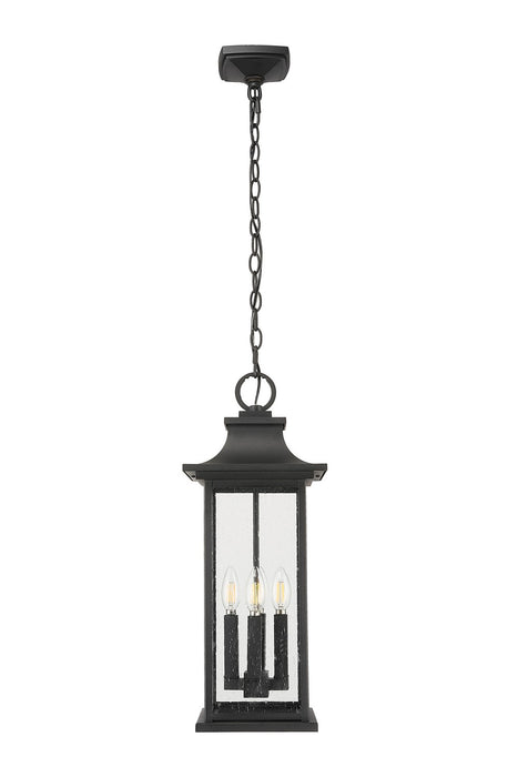 Z-Lite 5017CHB-BK Four Light Outdoor Chain Mount Ceiling Fixture, Black
