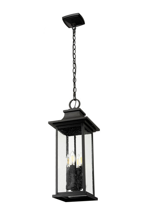 Z-Lite 5017CHB-BK Four Light Outdoor Chain Mount Ceiling Fixture, Black