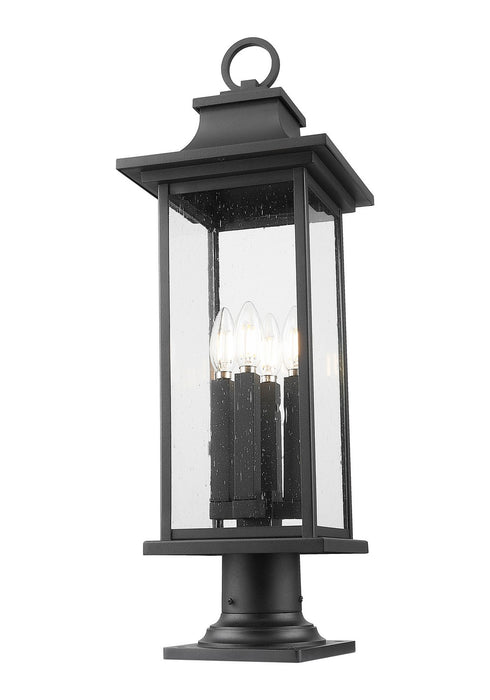 Z-Lite 5017PHBR-533PM-BK Four Light Outdoor Pier Mounted Fixture, Black
