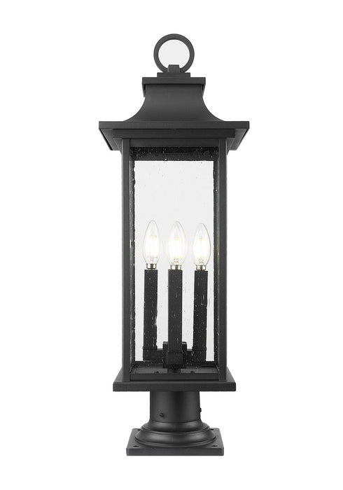 Z-Lite 5017PHBR-533PM-BK Four Light Outdoor Pier Mounted Fixture, Black