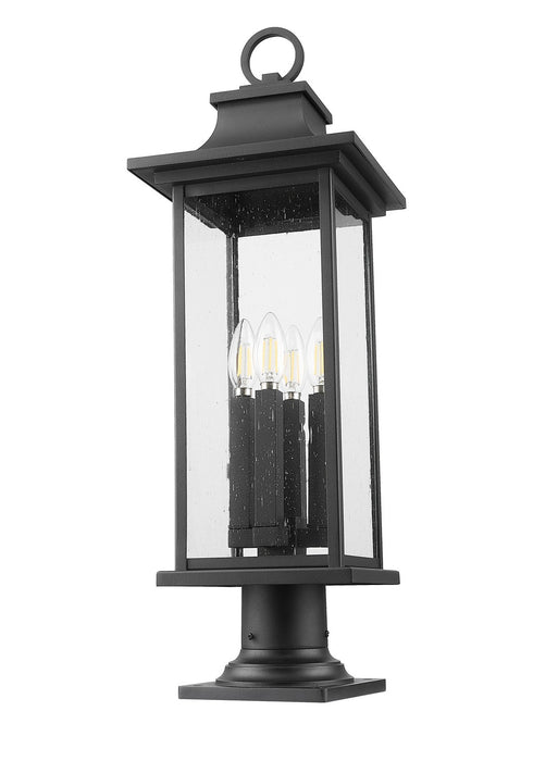 Z-Lite 5017PHBR-533PM-BK Four Light Outdoor Pier Mounted Fixture, Black