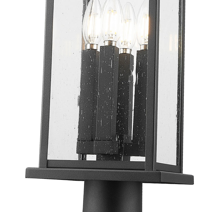 Z-Lite 5017PHBR-533PM-BK Four Light Outdoor Pier Mounted Fixture, Black