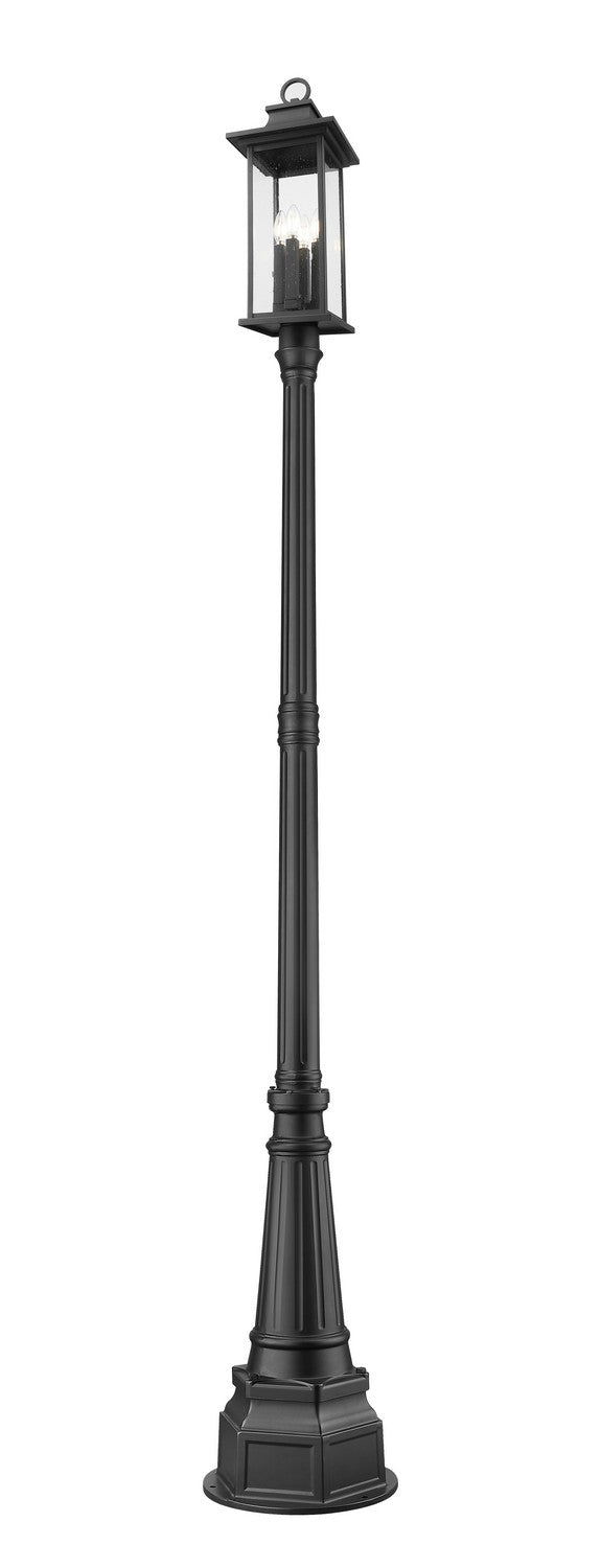 Z-Lite 5017PHBR-564P-BK Four Light Outdoor Post Mounted Fixture, Black