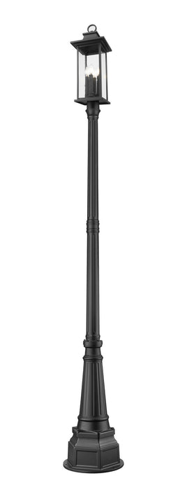 Z-Lite 5017PHBR-564P-BK Four Light Outdoor Post Mounted Fixture, Black
