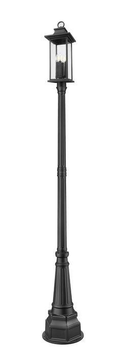 Z-Lite 5017PHBR-564P-BK Four Light Outdoor Post Mounted Fixture, Black