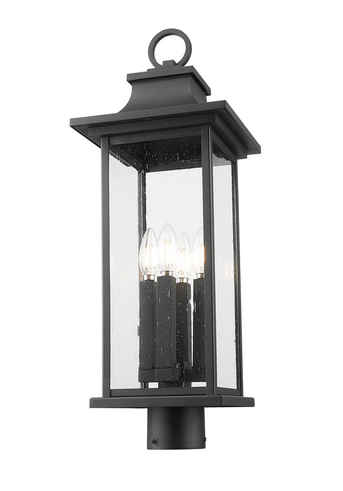 Z-Lite 5017PHBR-BK Four Light Outdoor Post Mount Fixture, Black