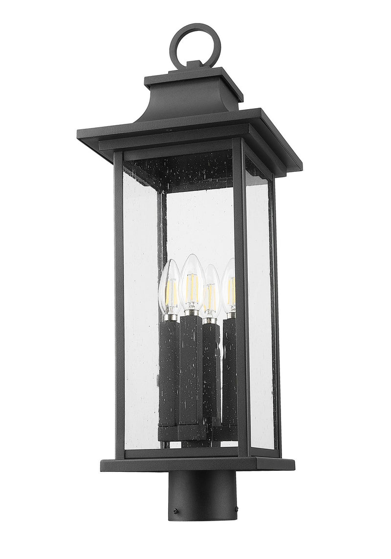 Z-Lite 5017PHBR-BK Four Light Outdoor Post Mount Fixture, Black