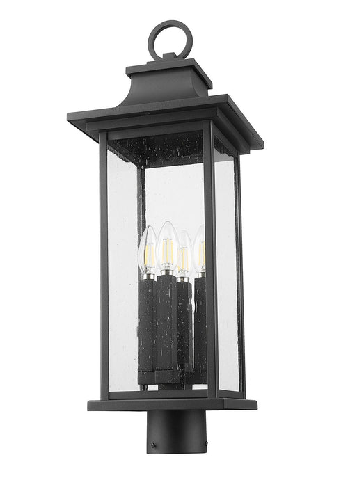 Z-Lite 5017PHBR-BK Four Light Outdoor Post Mount Fixture, Black