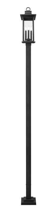 Z-Lite 5017PHBS-536P-BK Four Light Outdoor Post Mounted Fixture, Black