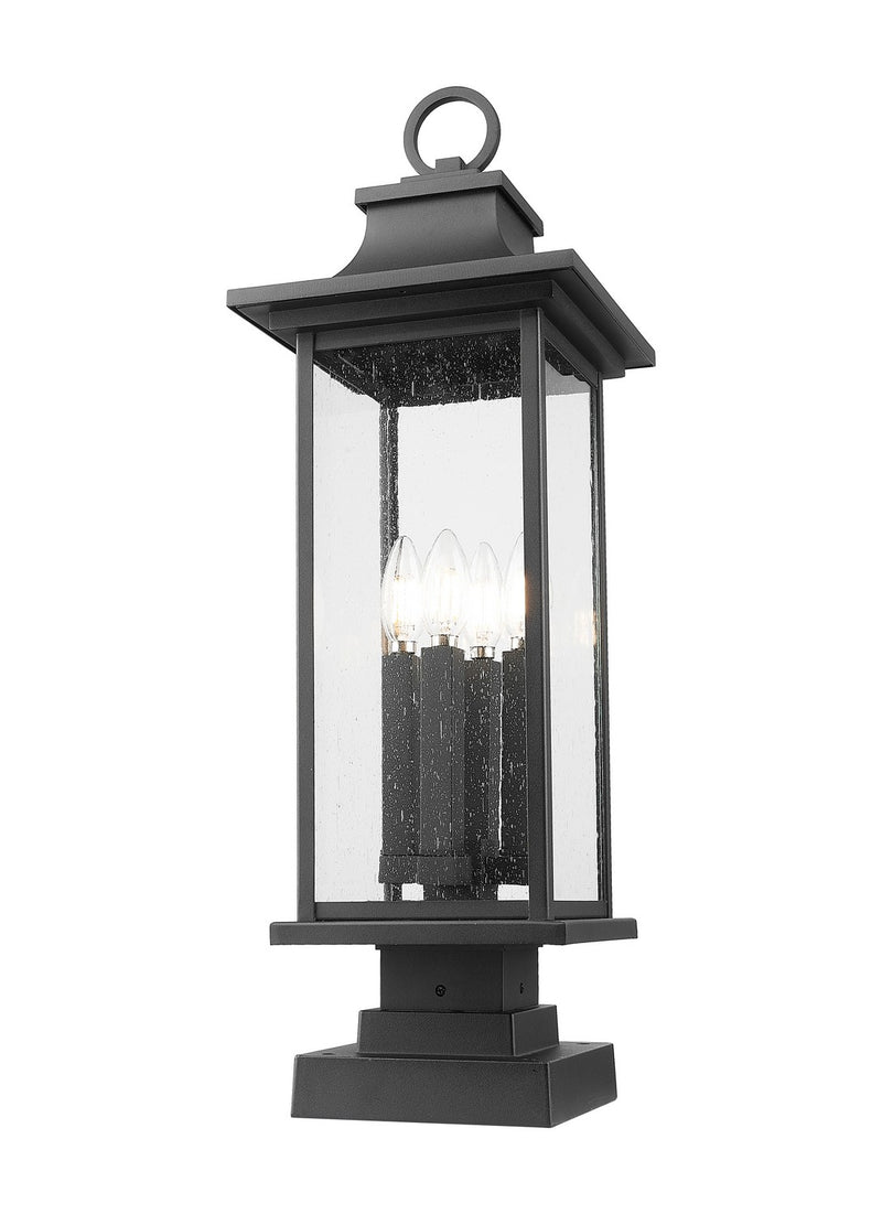 Z-Lite 5017PHBS-SQPM-BK Four Light Outdoor Pier Mounted Fixture, Black
