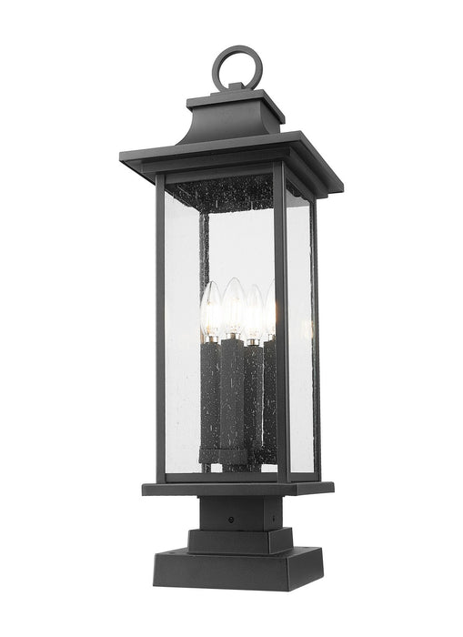 Z-Lite 5017PHBS-SQPM-BK Four Light Outdoor Pier Mounted Fixture, Black