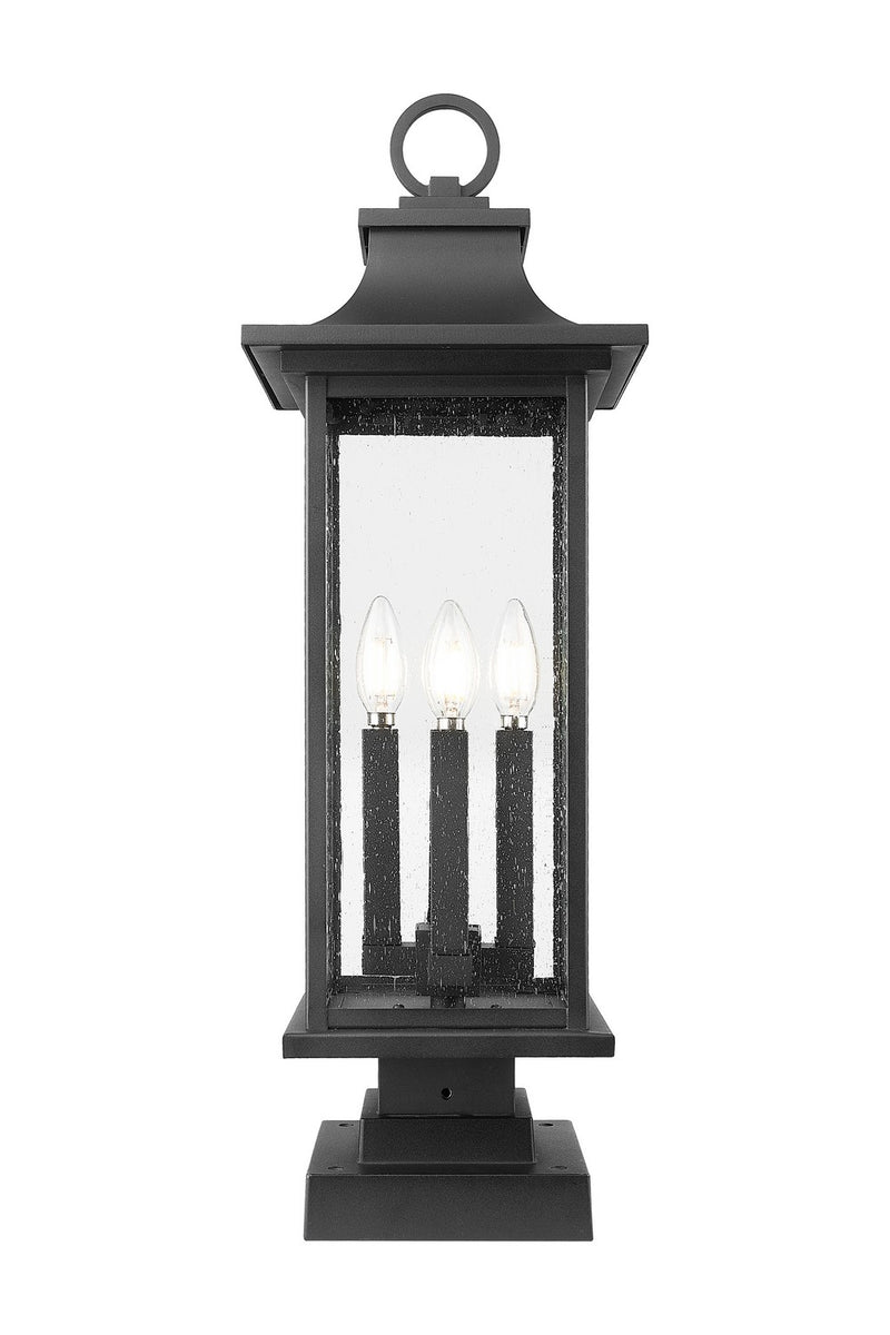 Z-Lite 5017PHBS-SQPM-BK Four Light Outdoor Pier Mounted Fixture, Black