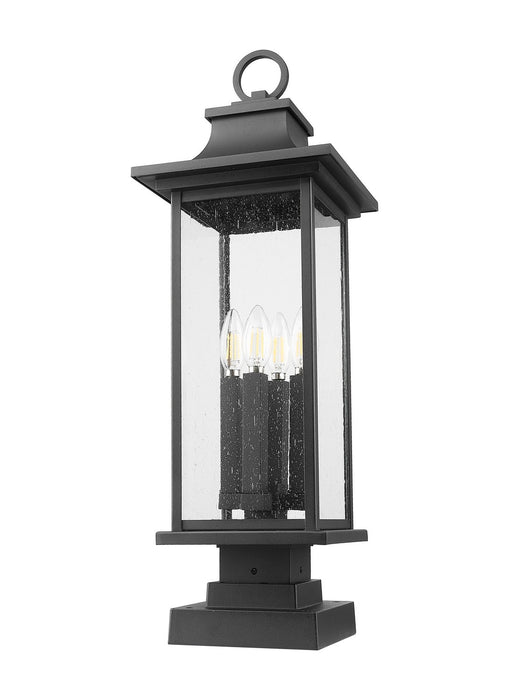 Z-Lite 5017PHBS-SQPM-BK Four Light Outdoor Pier Mounted Fixture, Black
