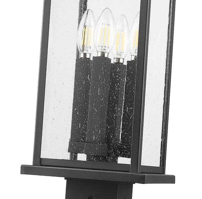 Z-Lite 5017PHBS-SQPM-BK Four Light Outdoor Pier Mounted Fixture, Black