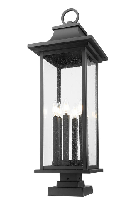 Z-Lite 5017PHXLS-SQPM-BK Six Light Outdoor Pier Mounted Fixture, Black