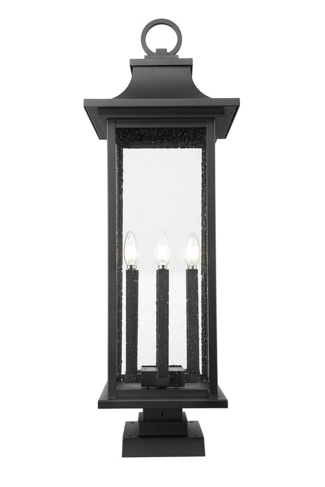 Z-Lite 5017PHXLS-SQPM-BK Six Light Outdoor Pier Mounted Fixture, Black