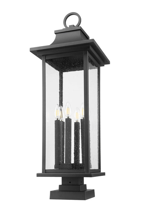 Z-Lite 5017PHXLS-SQPM-BK Six Light Outdoor Pier Mounted Fixture, Black