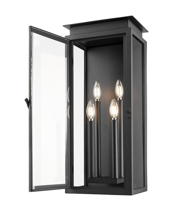 Z-Lite 5018B-BK Four Light Outdoor Wall Light, Black